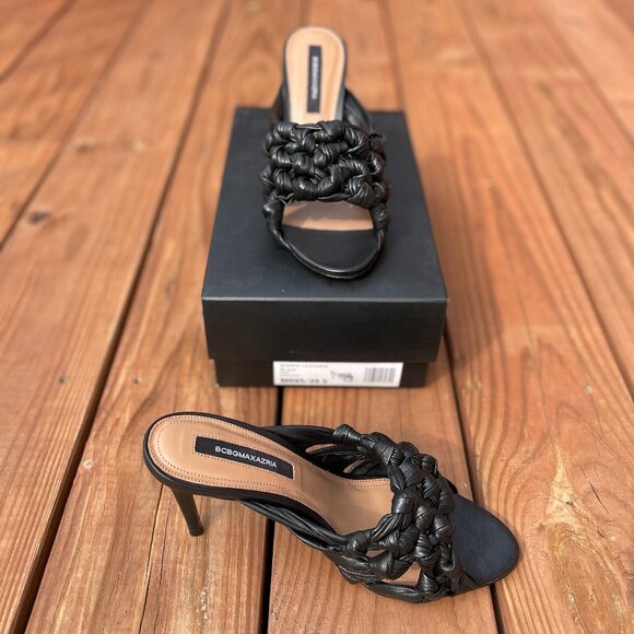 BCBGMaxAzria Black Leather Stiletto Heels New in Box - Picture 1 of 8